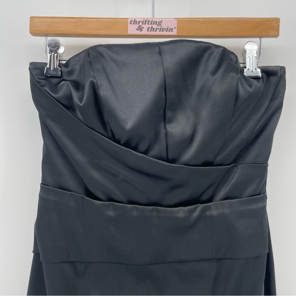 WHBM White House Black Market Strapless Dress Black Sateen 4 - Picture 2 of 7